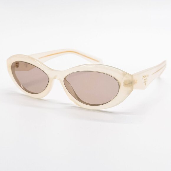NEW PRADA SUNGLASSES, PRADA SPR 26Z 12V4I2 WOMEN OPAL MILK/BROWN OVAL PR26ZS - Picture 3 of 10